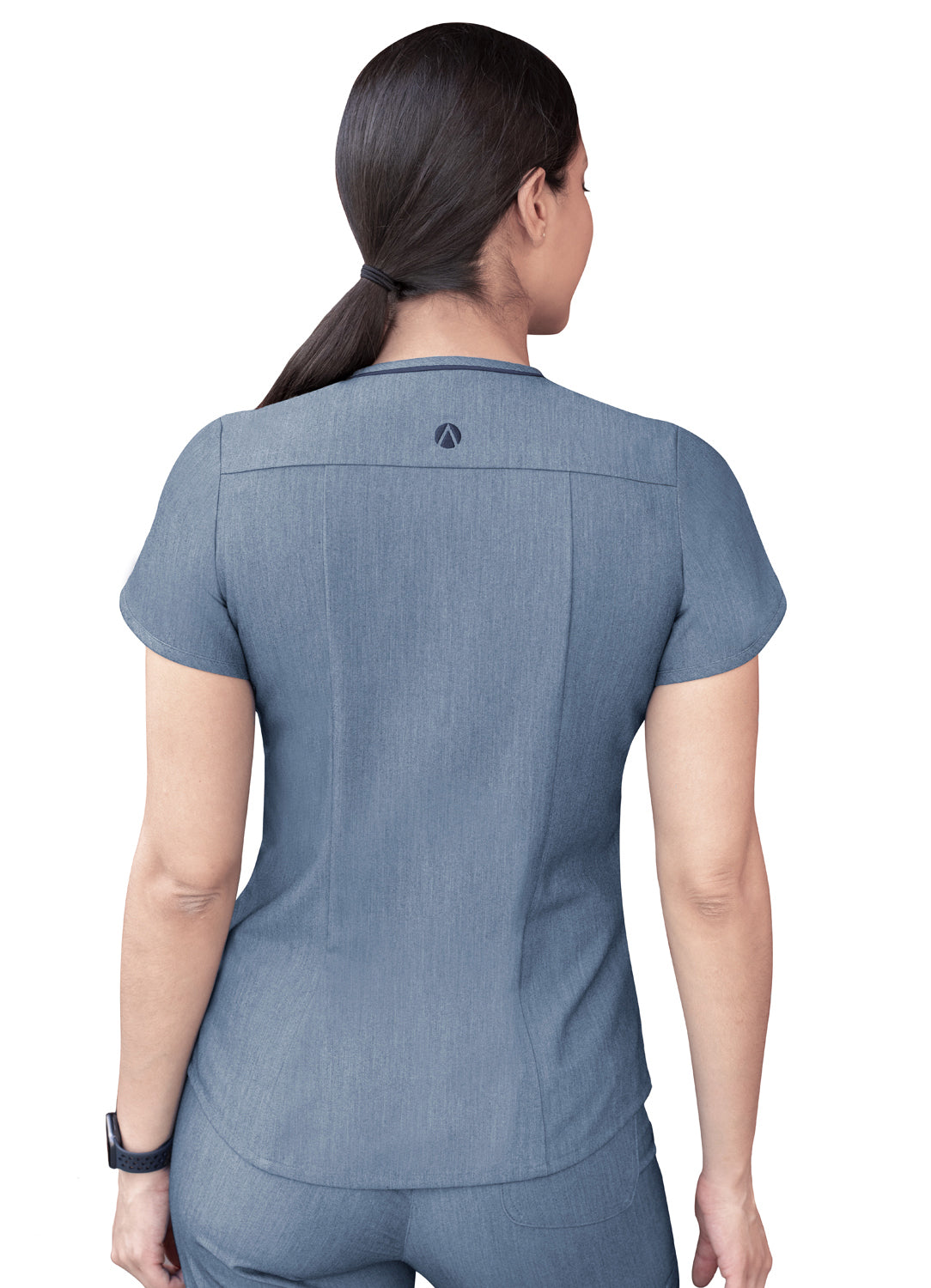 Adar Collection Heather Navy- Heather Navy Pro Women's Scrub Top Modern V-neck Scrub Top