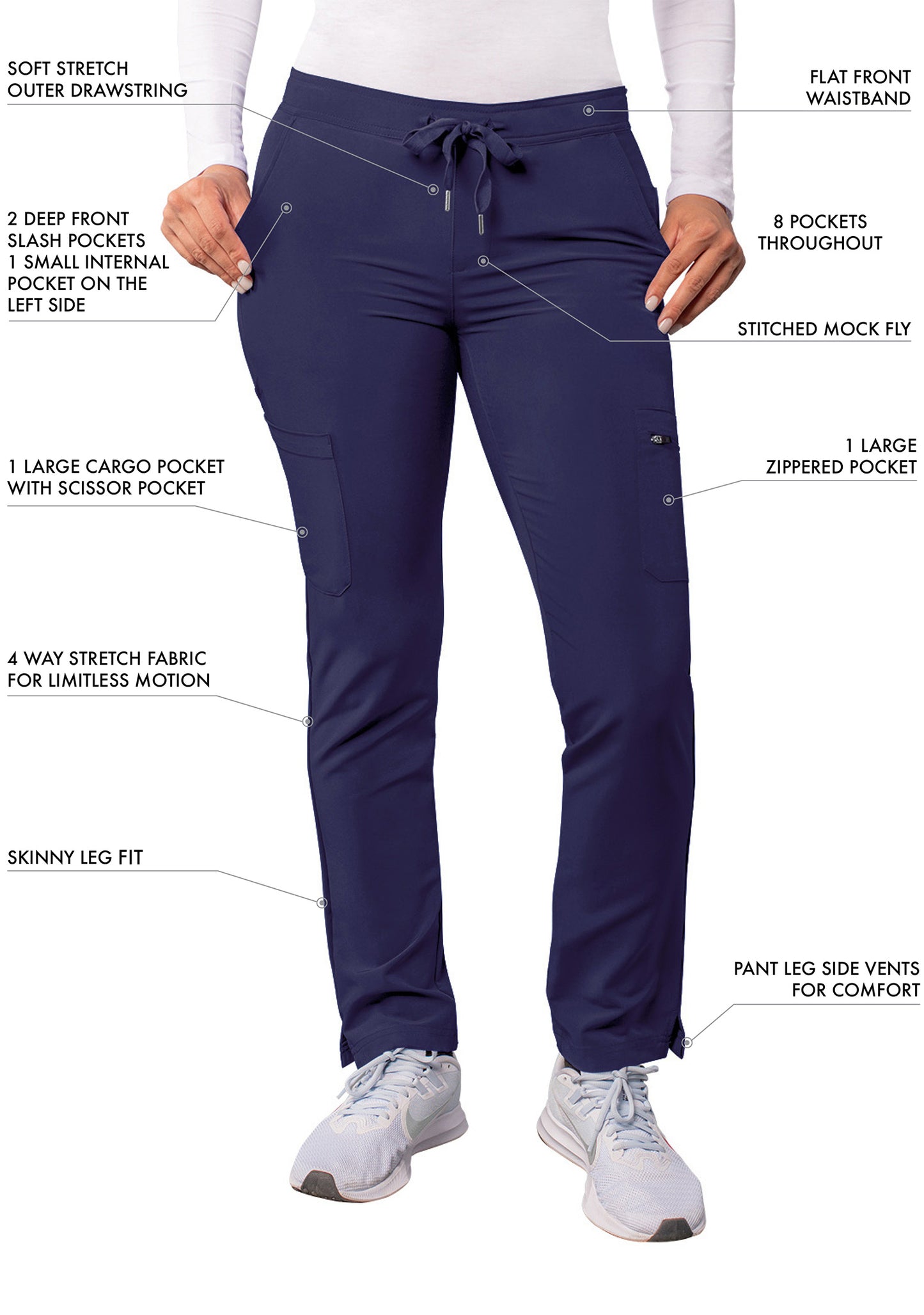 Addition Women's Skinny Leg Cargo Pants-Navy