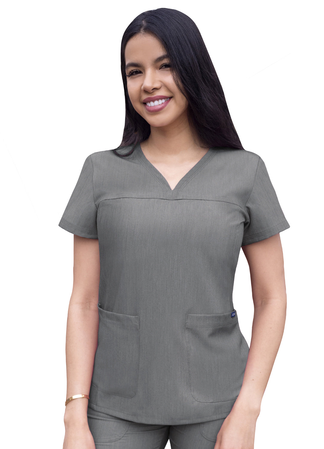 Adar Collection Heather Navy-Heather Pro Women’s Sweetheart V-neck Scrub Top