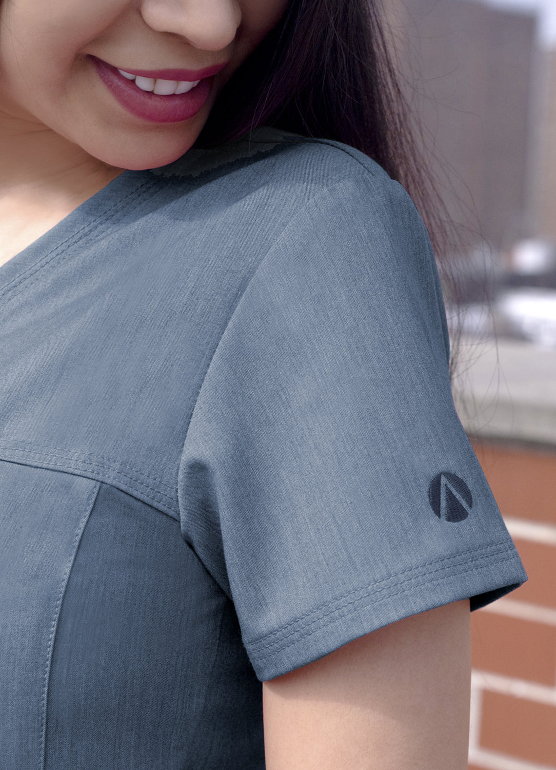 Adar Collection Heather Navy-Heather Pro Women’s Sweetheart V-neck Scrub Top