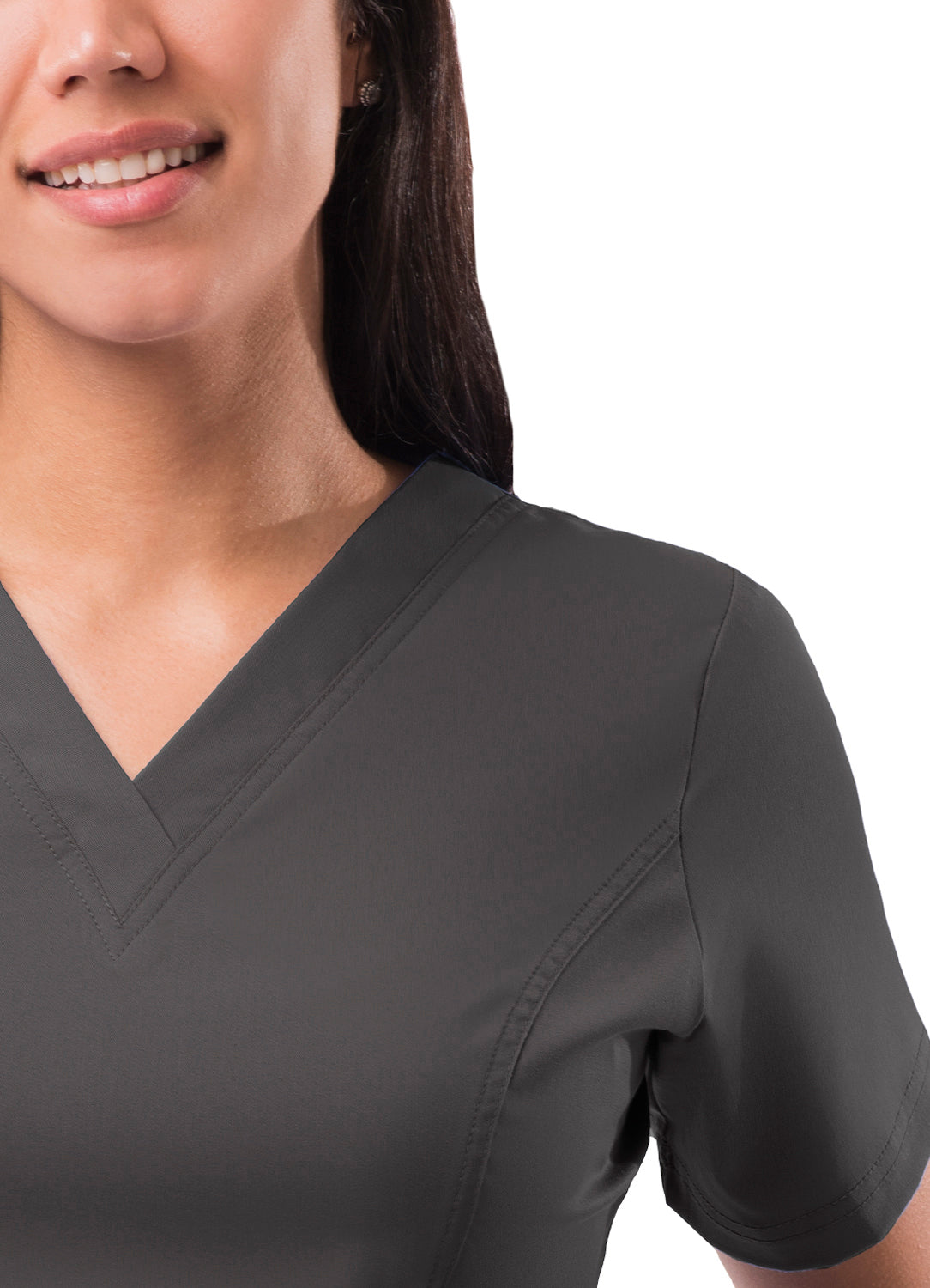 Adar Pro Women's Elevated V-neck Scrub Top-Pewter