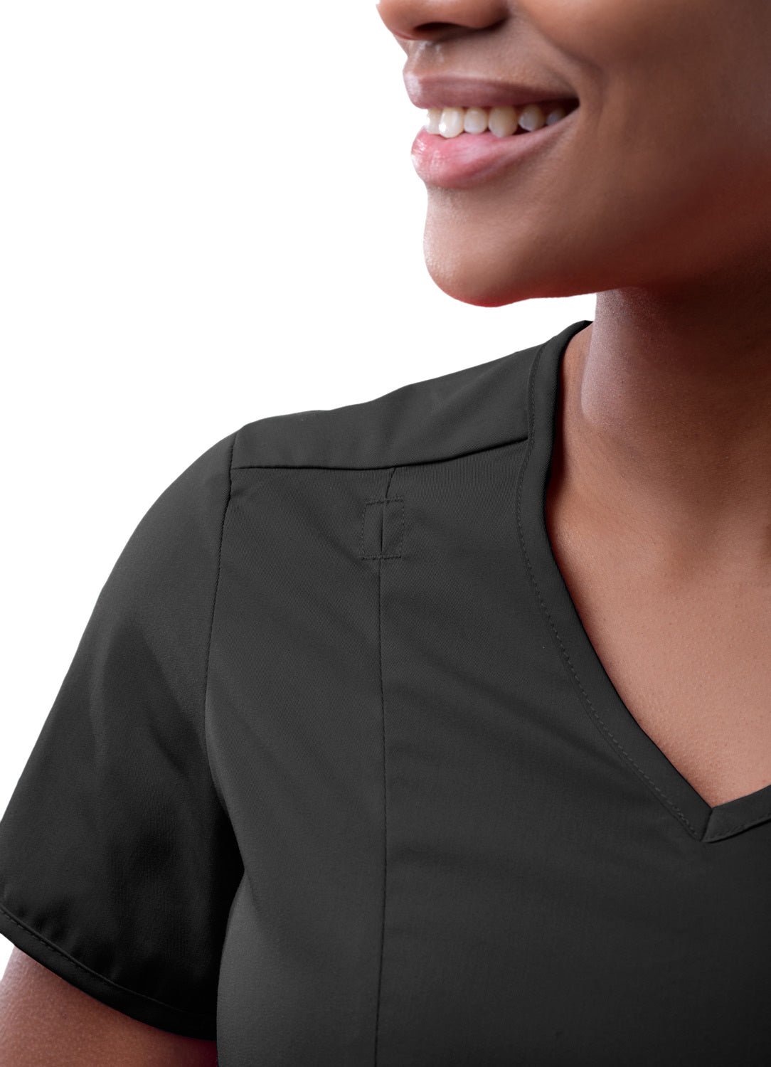 Adar Pro Women Modern V-Neck Scrub Top-Black