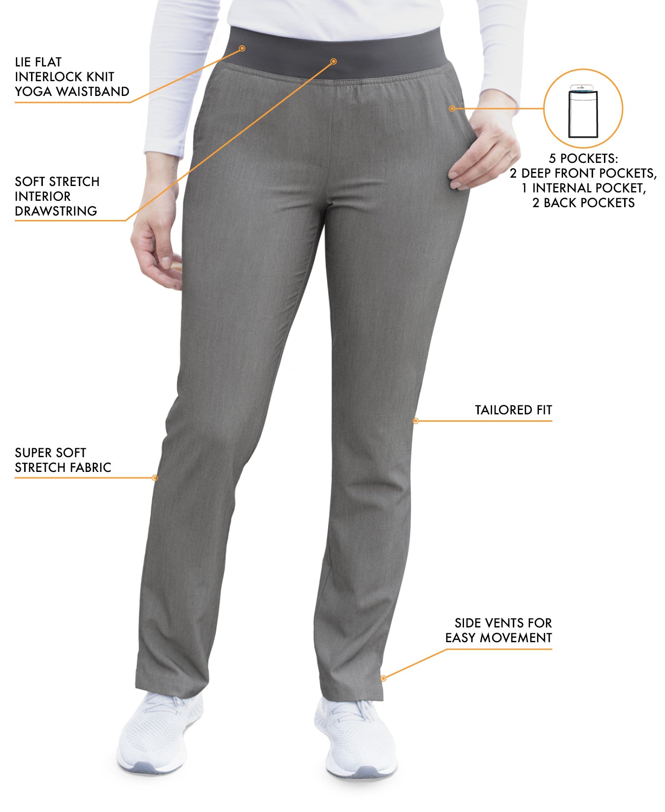Scrub Set-Women's Core Classic Yoga Scrub Set Heather Pro Collection by Adar-Heather Grey Scrub Set
