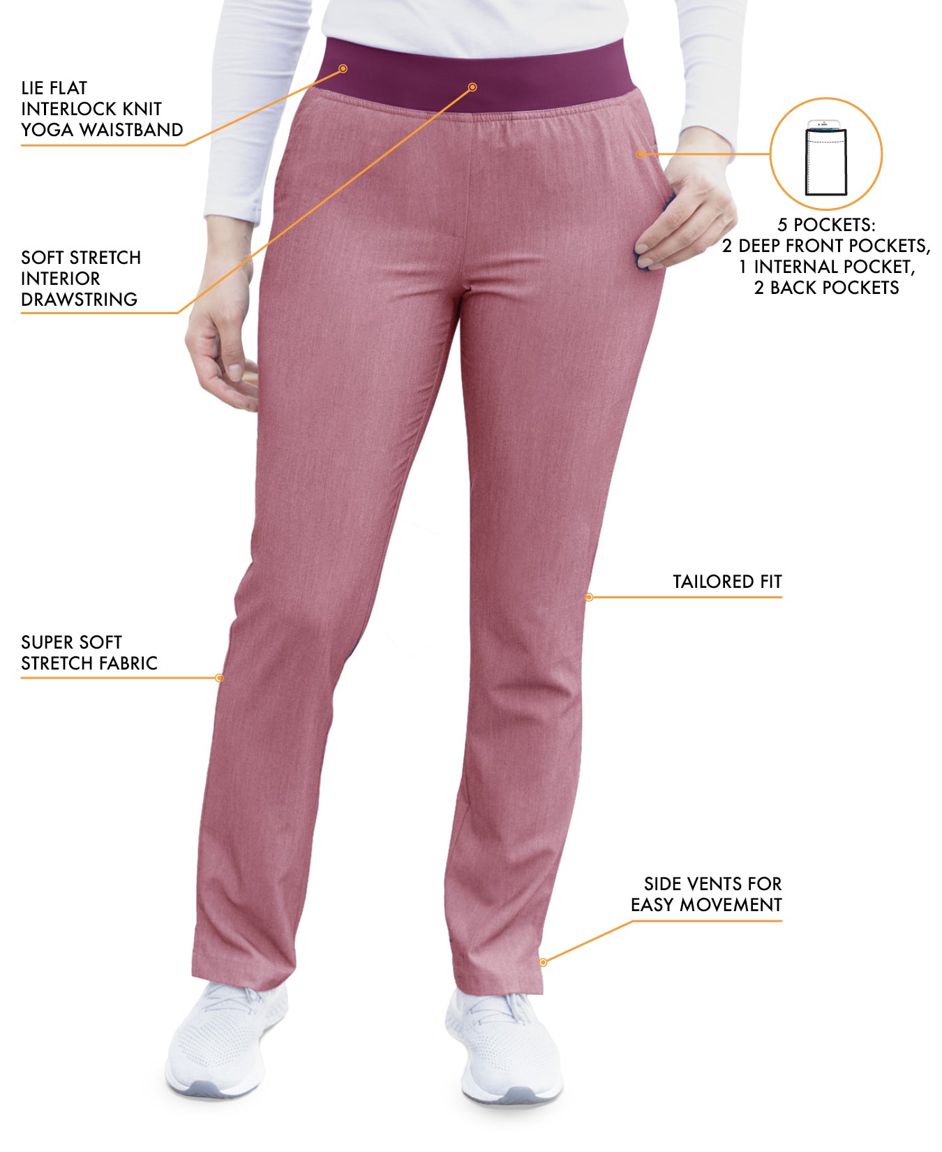 Scrub Set-Women's Core Classic Yoga Scrub Set Heather Pro Collection by Adar-Heather Wine Scrub Set