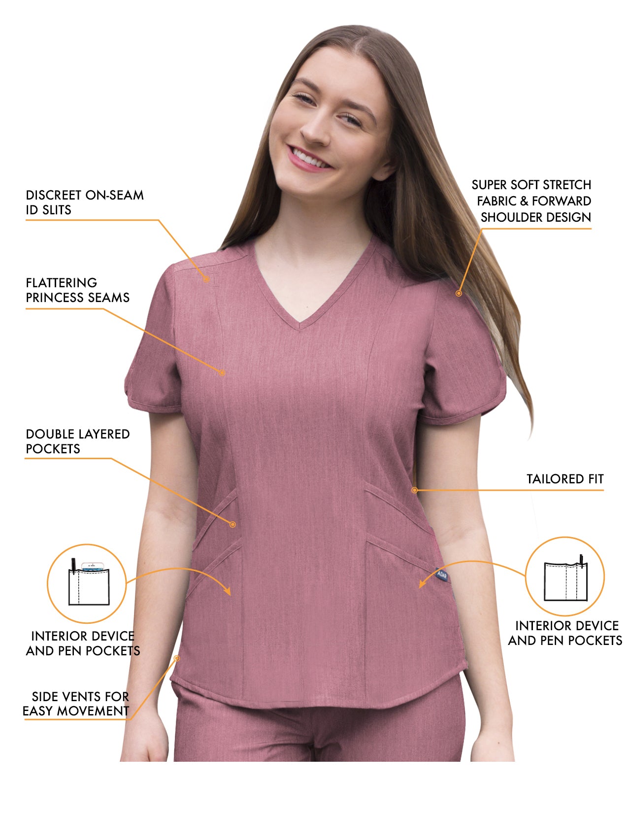 Scrub Set-Women's Core Classic Yoga Scrub Set Heather Pro Collection by Adar-Heather Wine Scrub Set