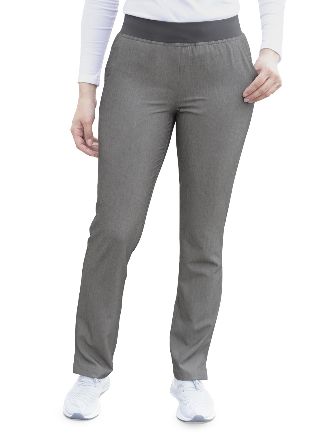 Scrub Set-Women's Core Classic Yoga Scrub Set Heather Pro Collection by Adar-Heather Grey Scrub Set
