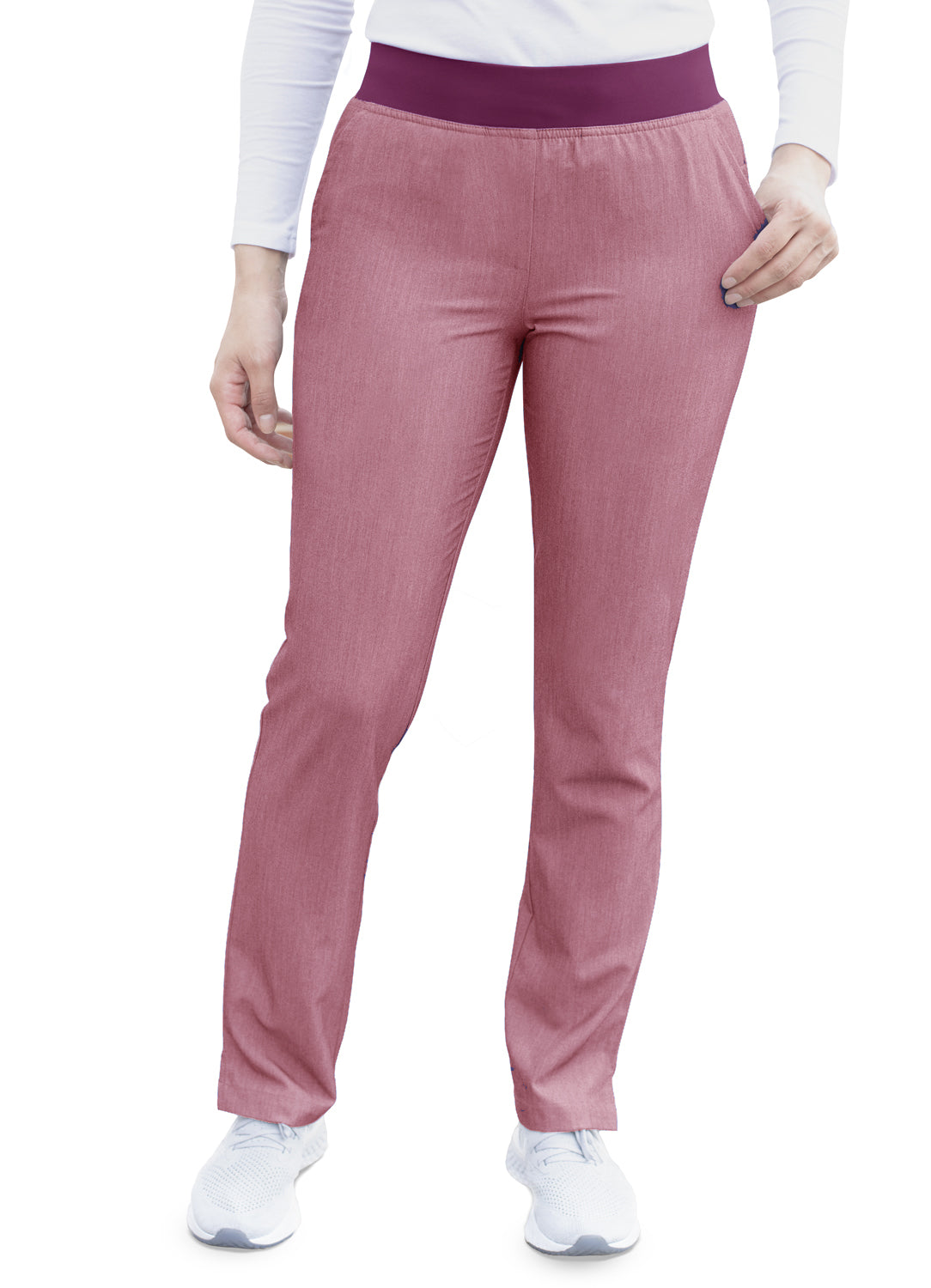 Scrub Set-Women's Core Classic Yoga Scrub Set Heather Pro Collection by Adar-Heather Wine Scrub Set