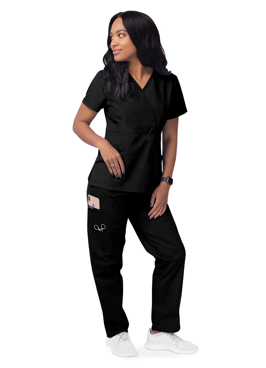 Sivvan Women’s Comfort Mock Wrap Top-Black