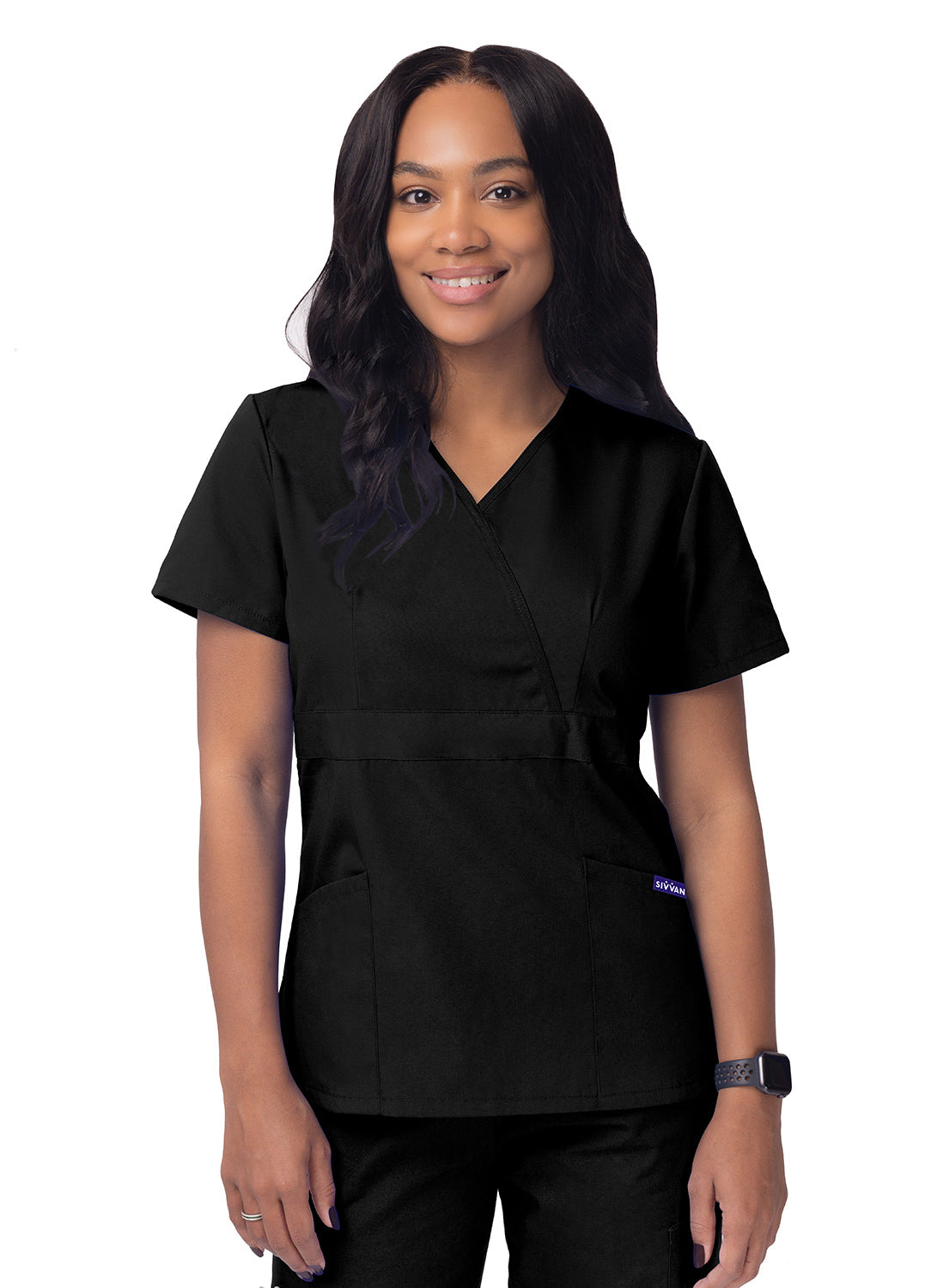 Sivvan Women’s Comfort Mock Wrap Top-Black