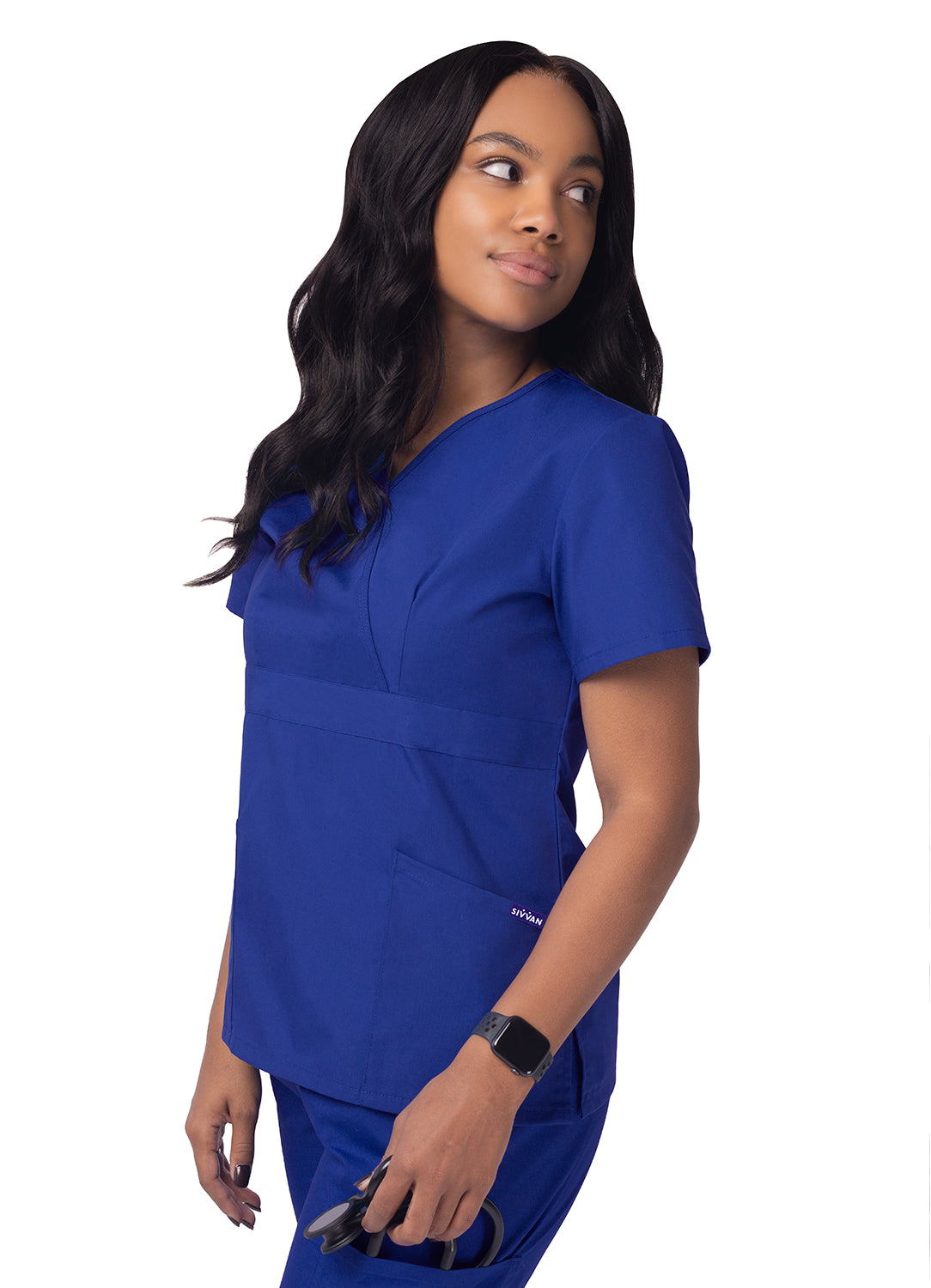 Sivvan Women’s Comfort Mock Wrap Top-Royal Blue