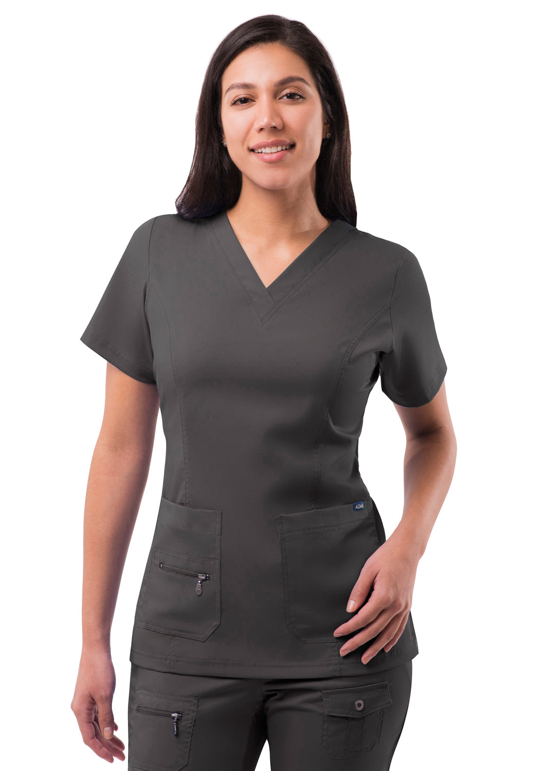 Adar Pro Women's Elevated V-neck Scrub Top-Pewter