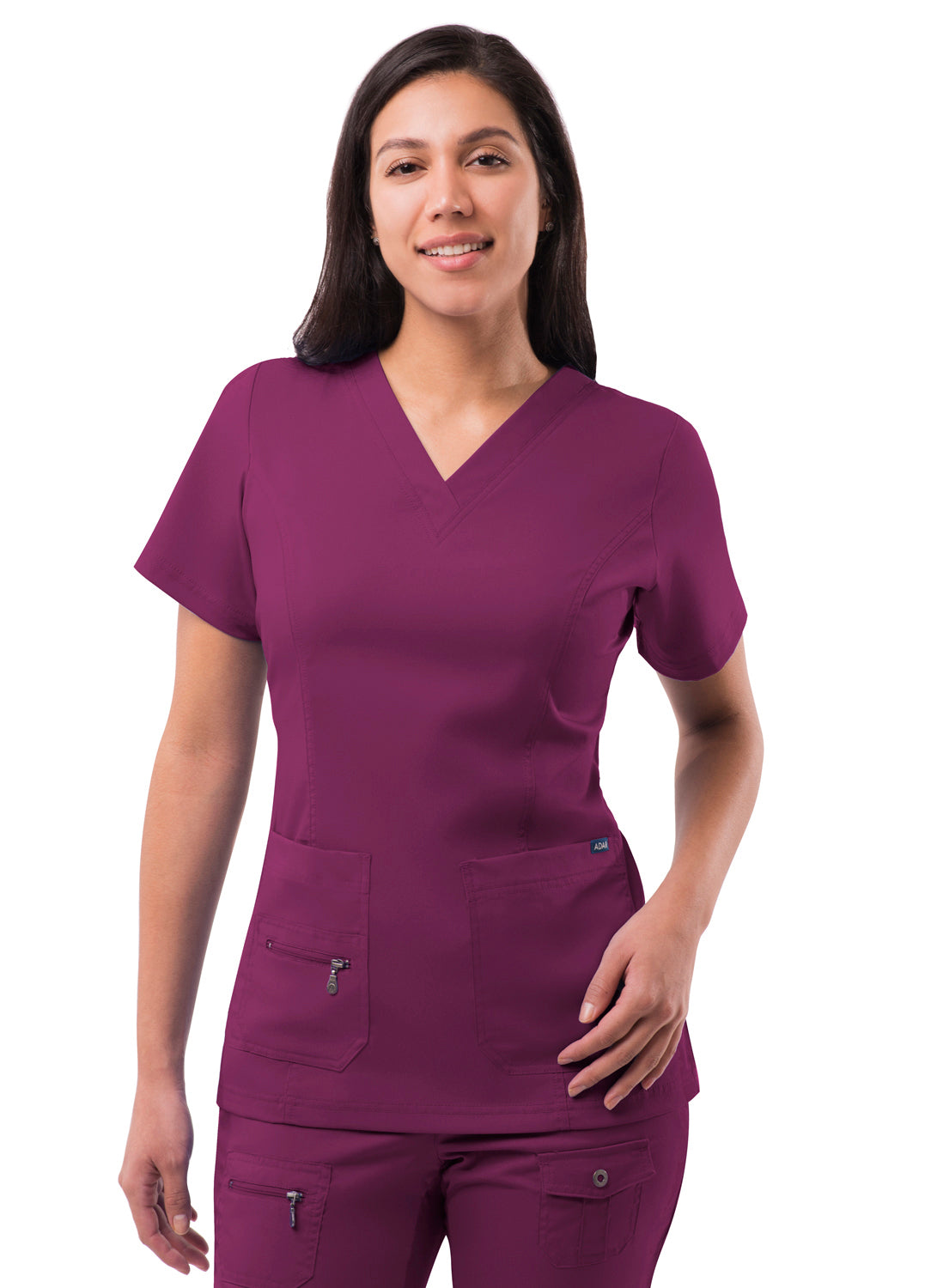 Adar Pro Women's Elevated V-neck Scrub Top-Wine