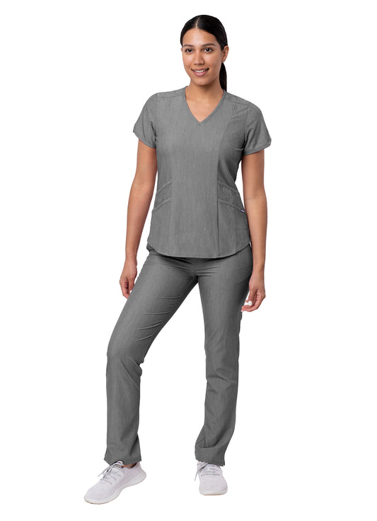 Scrub Set-Women's Core Classic Yoga Scrub Set Heather Pro Collection by Adar-Heather Grey Scrub Set