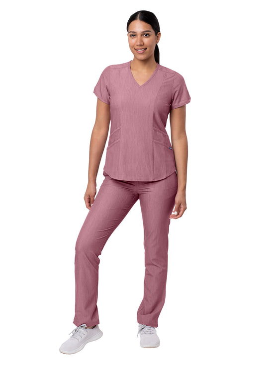 Scrub Set-Women's Core Classic Yoga Scrub Set Heather Pro Collection by Adar-Heather Wine Scrub Set